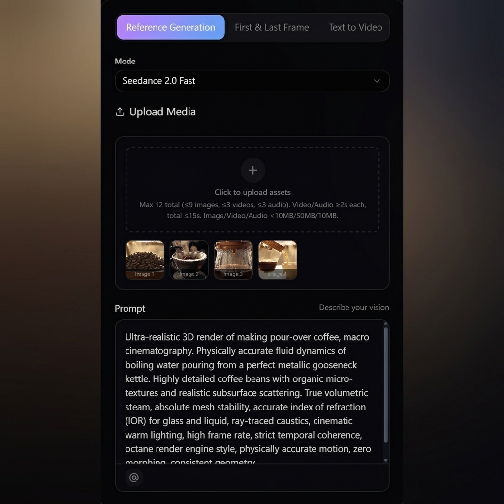 Enter a prompt or upload a reference